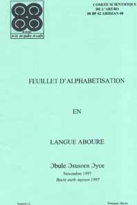 Feuillet d'alphabetisation  langue Aboure
